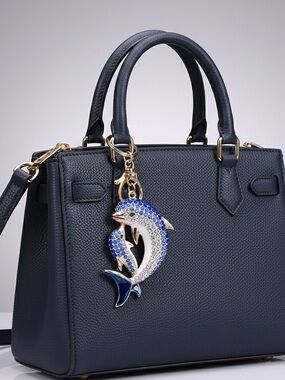 Rhinestone Dolphin Keychain | Mom & Baby Bahamas Souvenir Charm